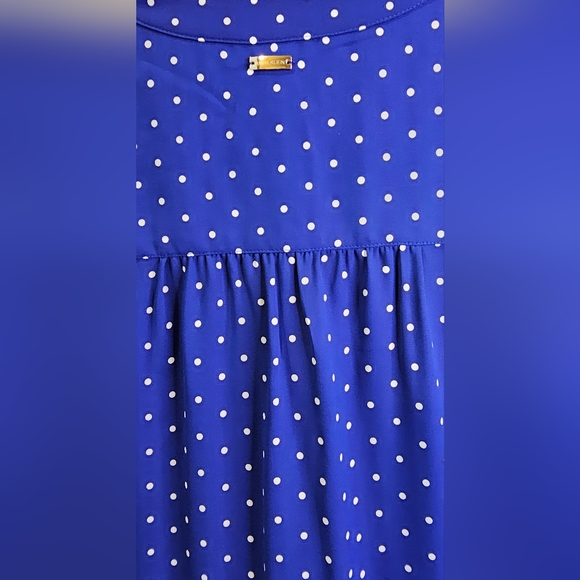 NWT Anne Klein Plus Size Blue and White Dot-Print Midi Dress. Size 1X. Pockets. - Picture 3 of 8